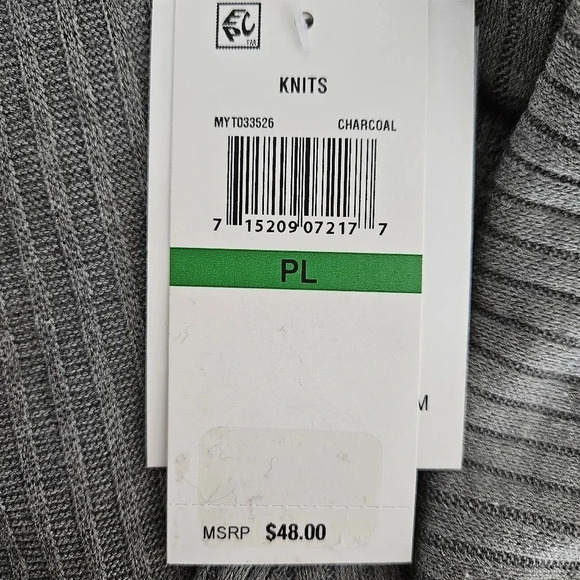 Tinsel Shirt Gray Long Sleeve Rib Knit Button Up V Neck Top Petite - Picture 5 of 8